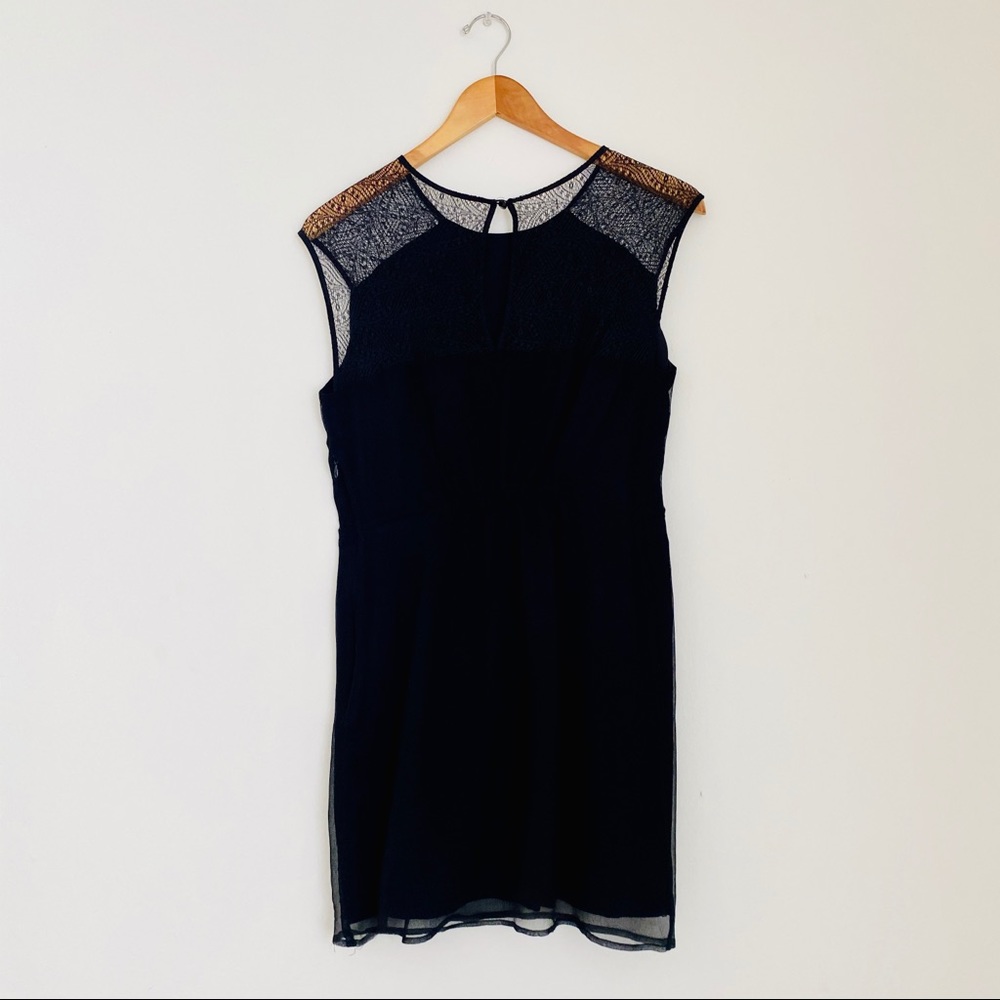 Cynthia Vincent Lace-Back Little Black Dress